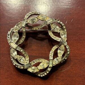 Elegant Silver Crystal Brooch